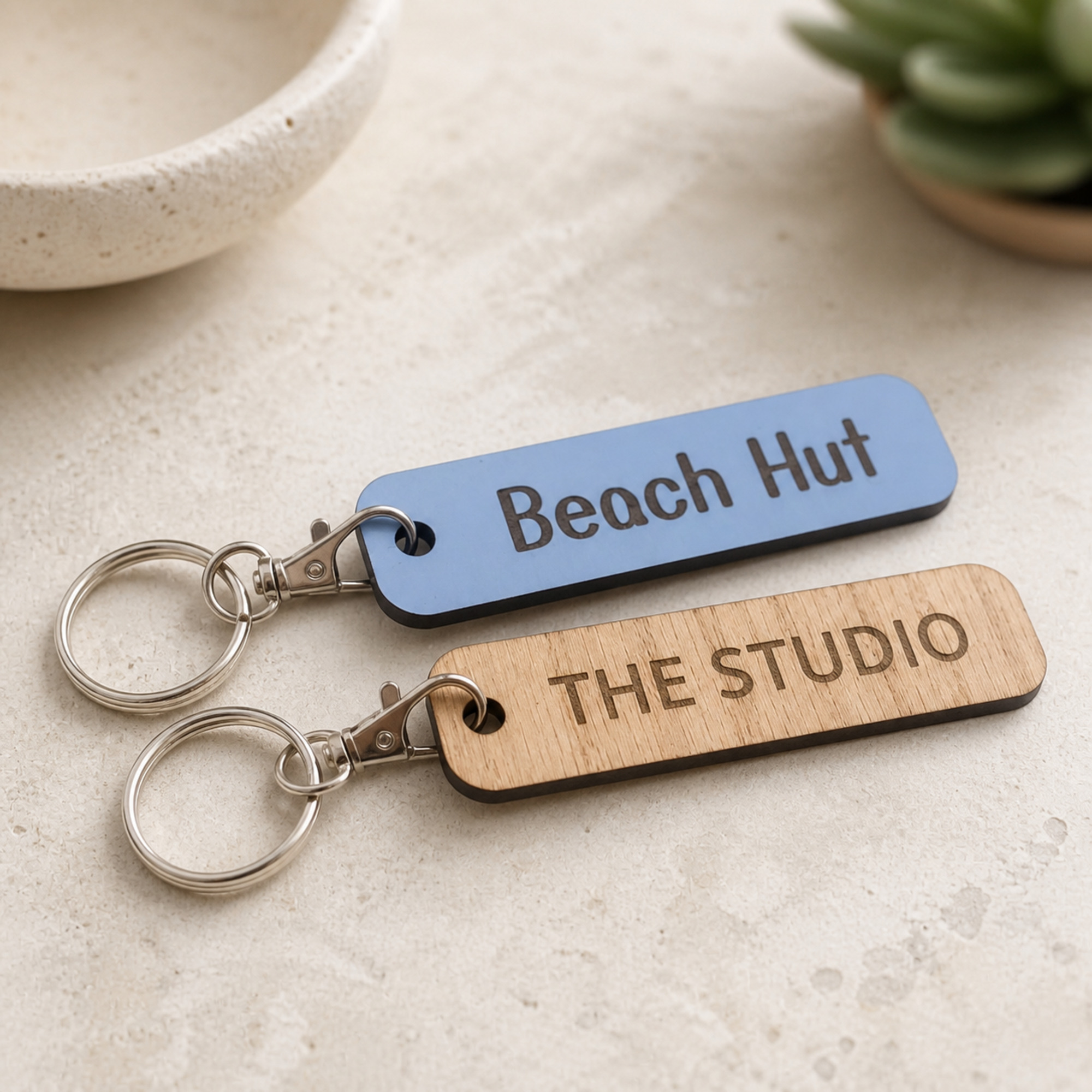 Personalised painted wooden keyring image 5